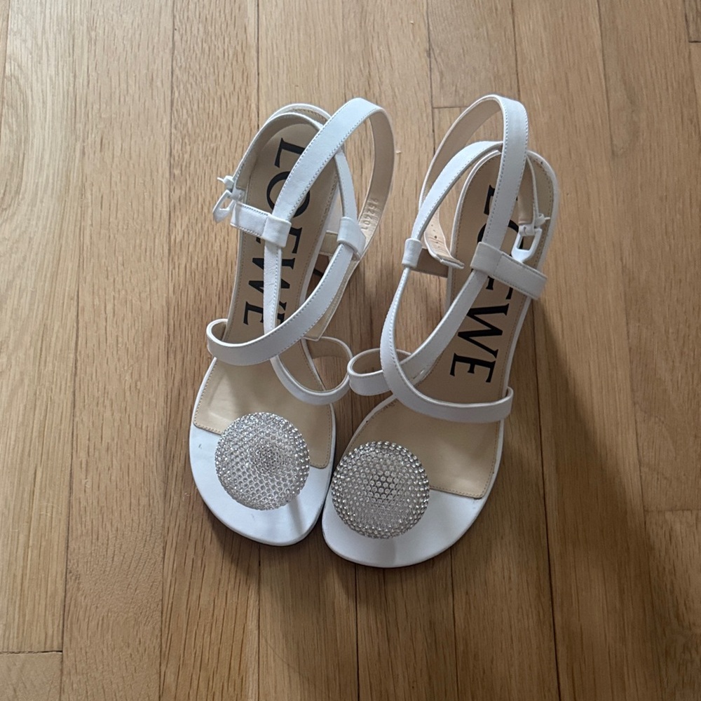 Loewe White Crystal Embellished Sandals - Picture 3 of 11